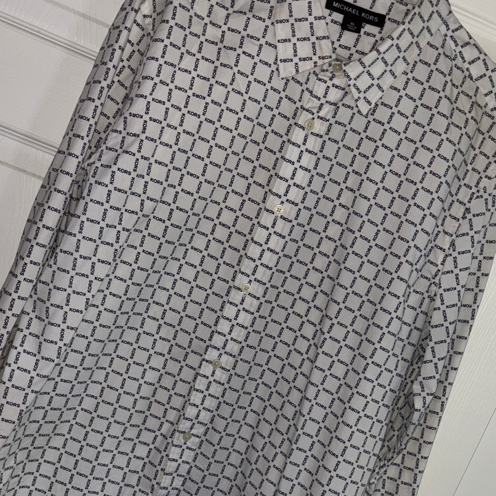 Michael Kors Men's Black and White Checkered Shirt